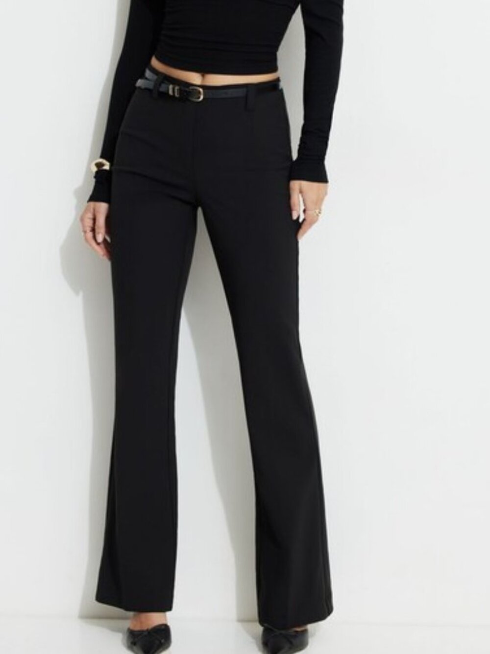 EUC! | Dynamite High-Rise Stretch-Woven Flare Pants | Jet Black | Size 8